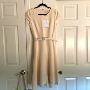 Gal Meets Glam Cream Asymmetrical Hem Cecilia Dress Size US 6
